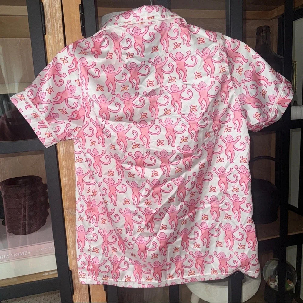 Monkey print pajamas shirt short sleeve button down rollerrabbit amazon girls